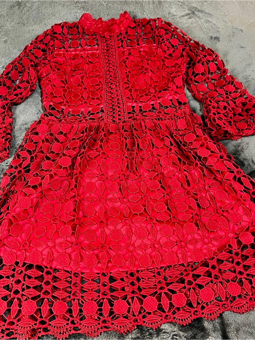 Eilly Bazar Wms Wine Lace Embroidery Cutout Inset Sheer Fit&Flare Mini Dress M - Picture 10 of 15